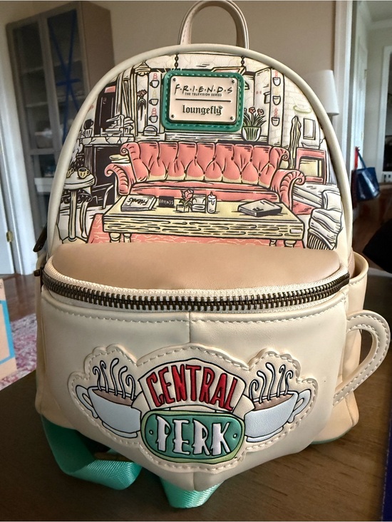 Loungefly Handbags - Friends Loungefly Cream & Pink Central Perk Mini Backpack